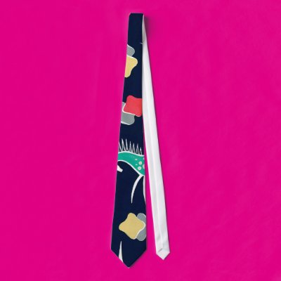 Retro Horses on Blue Neck Tie Zazzle_tie