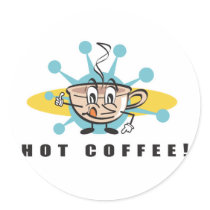 retro hot coffee design stickers