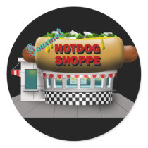 Retro Hot Dog Shoppe Stickers