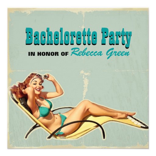 retro hot pin up girl bachelorette party custom invitation