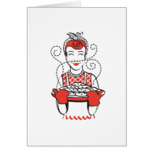 retro housewife baker greeting cards