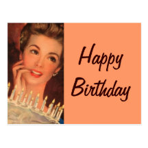 Retro Housewife Birthday Postcard