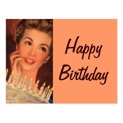 Retro Housewife Birthday Postcard