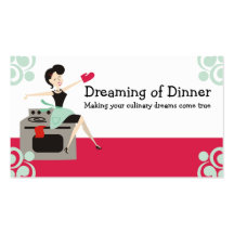 Retro housewife culinary, chef, catering biz cards business card templates