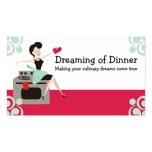 Retro housewife culinary, chef, catering biz cards business card templates