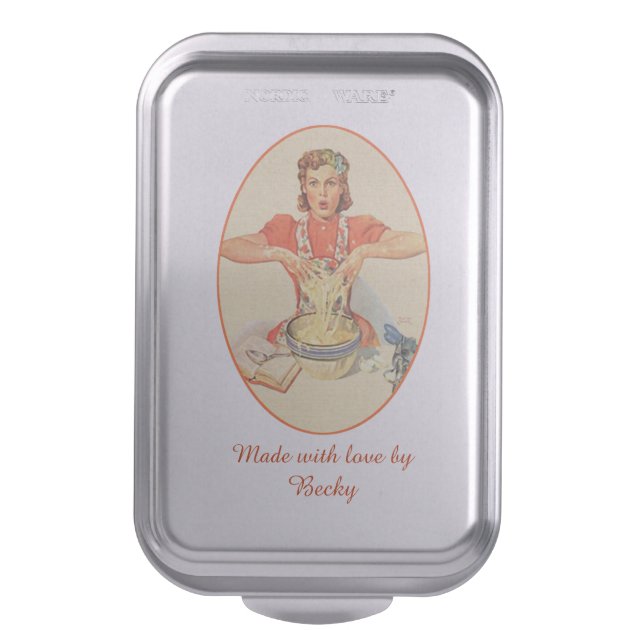 Retro Housewife Custom Covered Baking Pan Cake Pan