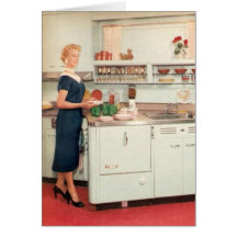 Retro Housewife in Kitchen Card