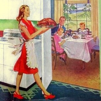 Retro Housewife on Thanksgiving magnet