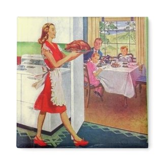 Retro Housewife on Thanksgiving magnet