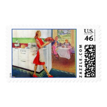 Retro Housewife on Thanksgiving postage by JuJuGarden Retro Housewife on Thanksgiving postage