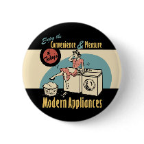Retro Housewife Washer Dryer Pinback Button