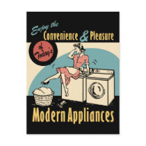 Retro Housewife Washer Dryer Postcards