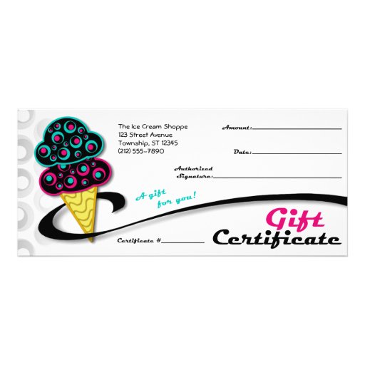 Retro Ice Cream Cone Gift Certificates Customized Rack Card Zazzle