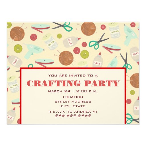 Retro Inspired Crafting Party Invitation