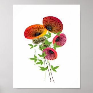 Retro Inspired Floral Nature Picture Poster