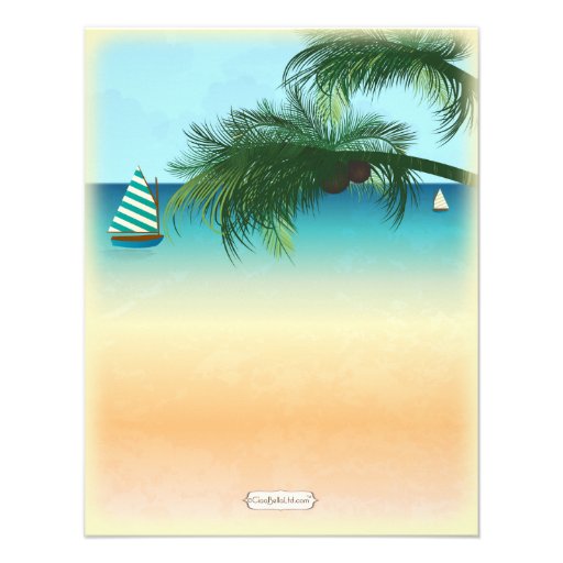 Retro Inspired Serene Beach Scene Invite