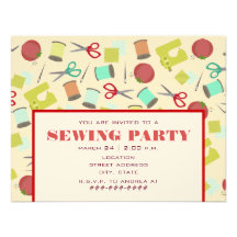 Retro Inspired Sewing Party Invitation