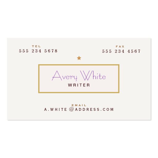Retro Inspired Writer Business Card (front side)
