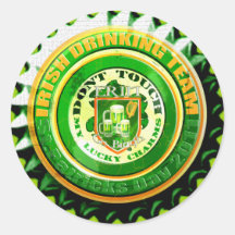 Retro Irish Drinking Team St Patricks Day 2011 Round Stickers