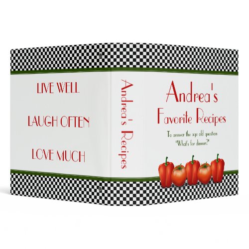 Retro Italian Kitchen Recipe Binder binder