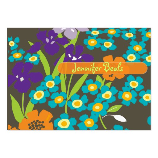 Retro Japanese Iris Business Card (front side)