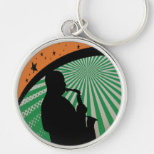 Retro Jazz Singer Keychain