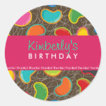 Retro Jellybean Pop Sweet Candy Whimsical Birthday Round Sticker