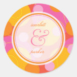 Retro Juicy Pink Dots Fun Thank You Party Favor Sticker