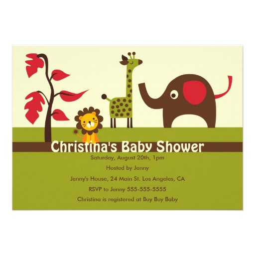 Retro Jungle Elephant Baby Shower Invitation