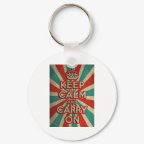 Retro Keep Calm And Carry On keychains