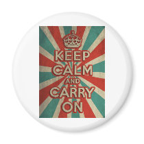 Retro Keep Calm And Carry On Refrigerator Magnets