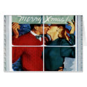 Retro Kissing Christmas Couple Card