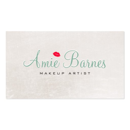 Retro Kissing Lips Makeup Artist Shimmery White Business Card Templates