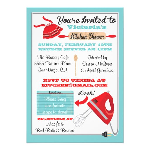 Retro Kitchen Bridal Shower Invitations