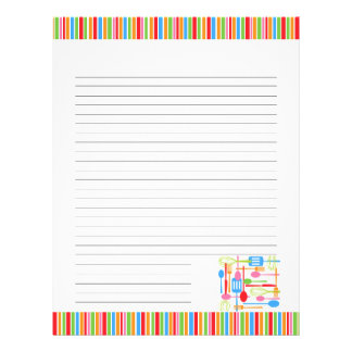 Retro Kitchen Cooking Utensils Blank Recipe Pages Customized Letterhead