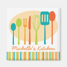 Retro Kitchen Cooking Utensils Personalized Magnet