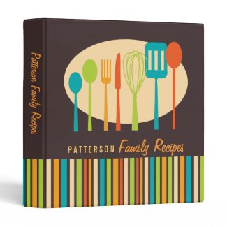 Retro Kitchen Cooking Utensils Recipe Binder