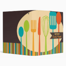 Retro Kitchen Cooking Utensils Recipe Binder