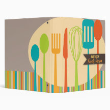 Retro Kitchen Cooking Utensils Recipe Binder