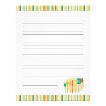 Retro Kitchen Cooking Utensils Recipe Pages letterhead
