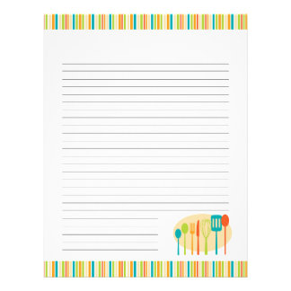 Retro Kitchen Cooking Utensils Recipe Pages Letterhead Template