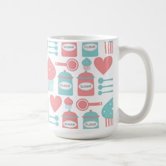 Retro Kitchen Pink & Turquoise & Cupcakes Mug