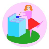 Retro Kitchen Round Stickers