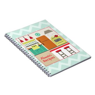 Retro Kitchen & Zig Zag Recipe Notebook notebook