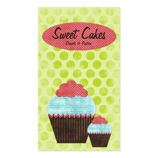 Retro Kitsch Cupcake #1 Business Cards (front side)