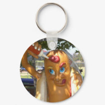 Retro Kitsch Hot Dog Statue keychains by JuJuGardens Retro Kitsch Hot Dog Statue keychains