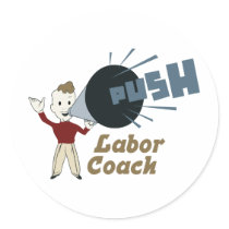 Retro Labor Coach Round Sticker