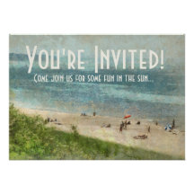Retro Lake Michigan Beach Party Invitation
