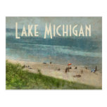 Retro Lake Michigan Shoreline Beach Postcard