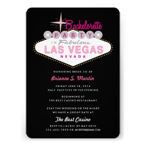 Retro Las Vegas Sign Bachelorette Party Invitation (front side)